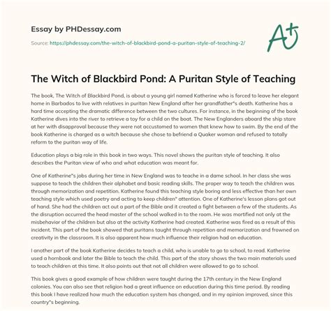 Examining the Writing Style of The Witch of Blackbird Pond: A Sparknotes Analysis